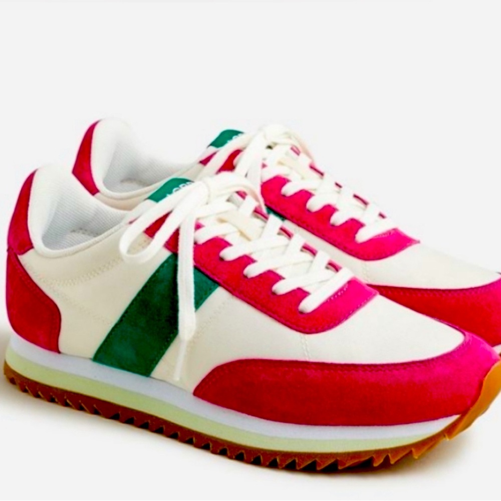 New J Crew Women’s Sneakers in pink and green!